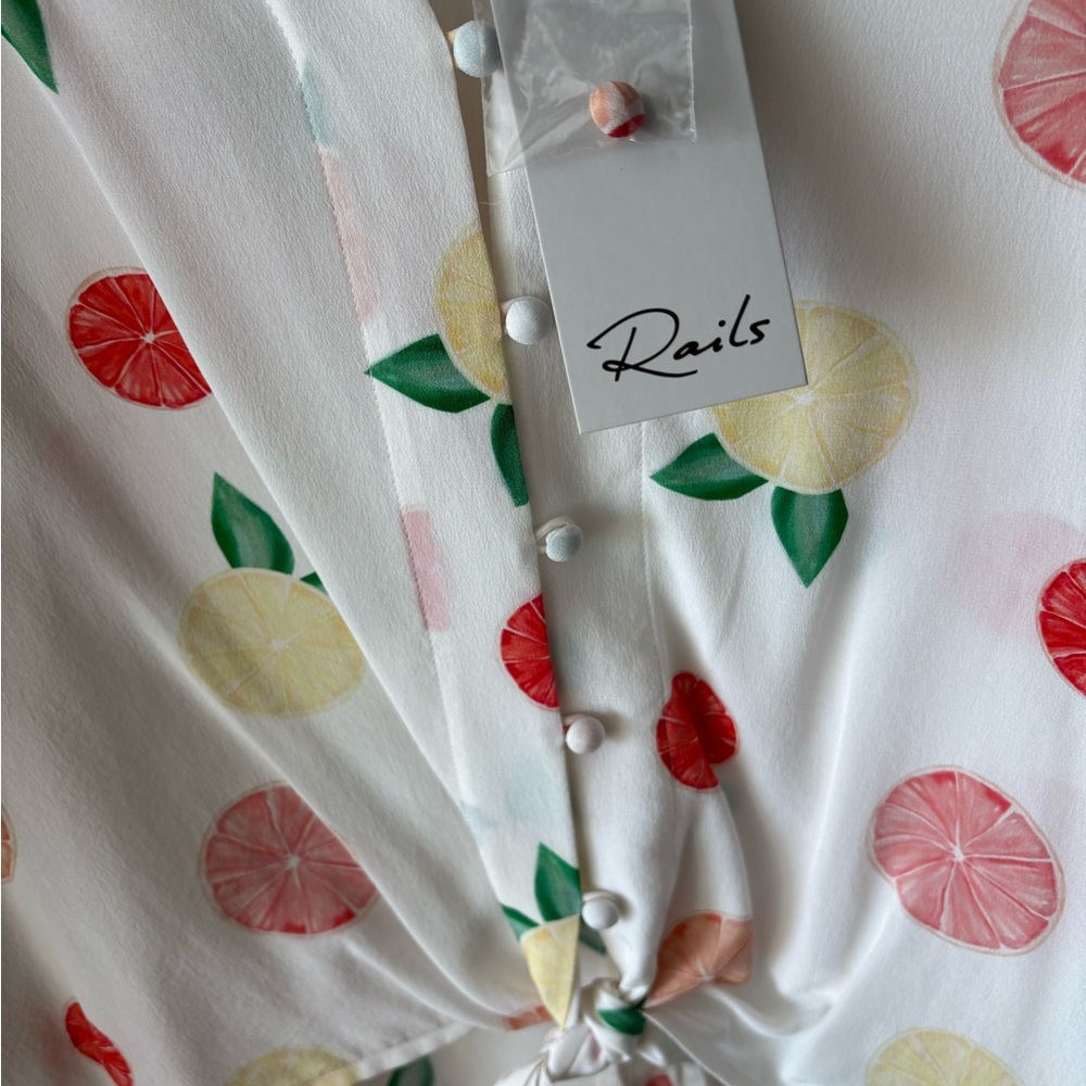 Silk Rails Citrus Print Button Down Shirt - Picture 4 of 5